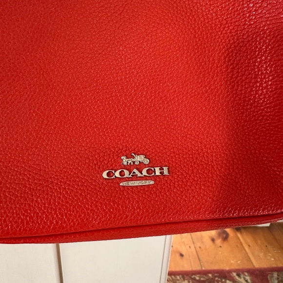 Coach Orange Leather Camera Bag Purse Chain Strap - Picture 3 of 5